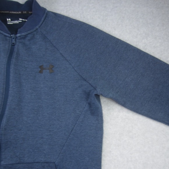 Under Armour Jacket Mens Medium Blue Full Zip Knit‎ Bomber Fitted - Picture 4 of 15